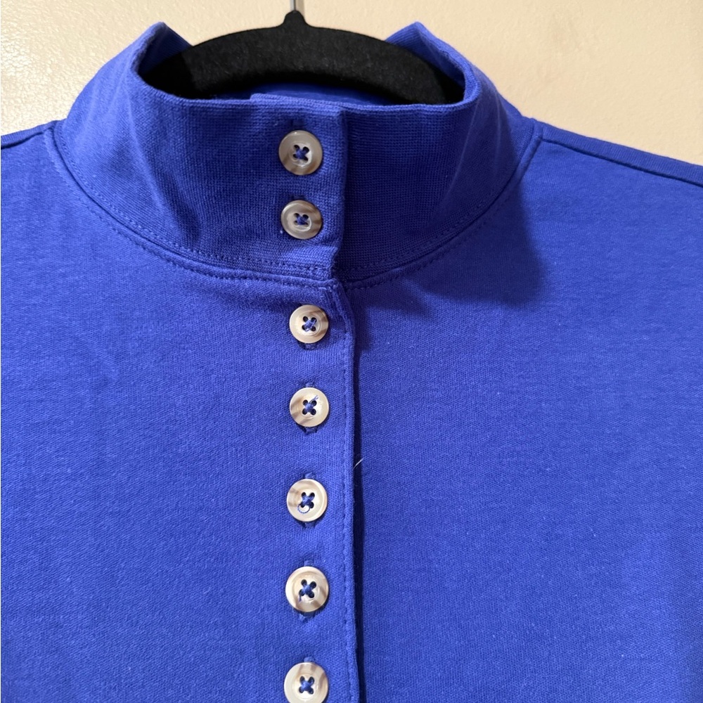 NWOT Appleseed’s Purple Mock Neck Button-Up T-Shirt - Picture 5 of 13